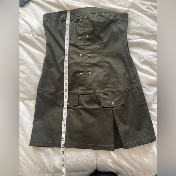 Vintage inspired Military style olive green strapless mini dress “True Love” | M - Picture 8 of 9